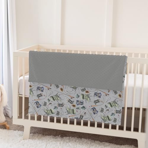 Retro Gray Fishing Gear Baby Blankets for Girl Boy Trout Fishes Soft Mink Dotted Backing Double Layer Swaddle Receiving Blanket Outdoor Fishing Lovers Gift Bed Throws for Newborn Toddler Crib 30x40 - Image 5