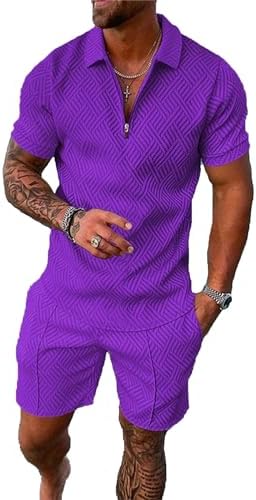 BIRW Men‘s Track Suits 2 Piece Summer Short Sets Outfits Fashion Polo Shirt Casual Short Sleeve and Shorts set by BIRW