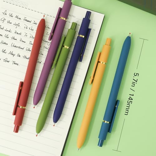 UIXJODO Gel Pens, 12 Pcs Black Ink Pens for Women, 0.5mm Fine Point Smooth Writing Pens, High-End Series Retractable Pens for Journaling Note Taking (12 Pcs Gold Morandi and Vintage) - Image 5