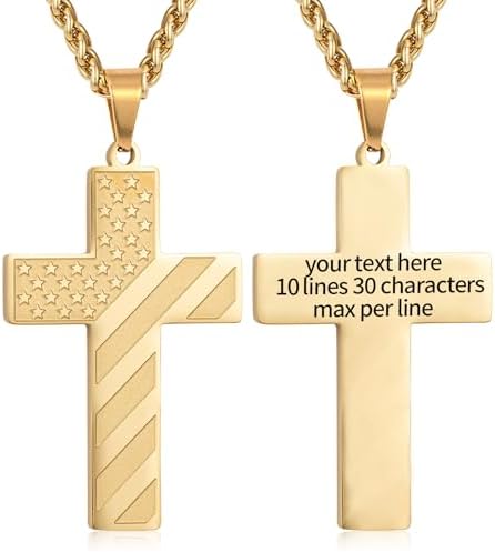DuoDiner 18+2" Cross Necklace for Men Boys Christian Confirmation Gifts by Duodiner