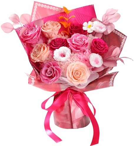 Lovenfold Flowers for Delivery Birthday Flowers Gift for Her,Preserved Flowers Bouquet 12 Roses Mixed Bouquet,Rose Gifts for Women Mom Grandma(Mixed 12 Pink-A Roses) by lovenfoldrose