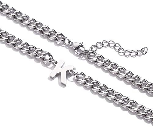 DuoDiner 18+2" Initial Necklace for Men Boys Gifts A-Z Cuban Link Chain - Image 2