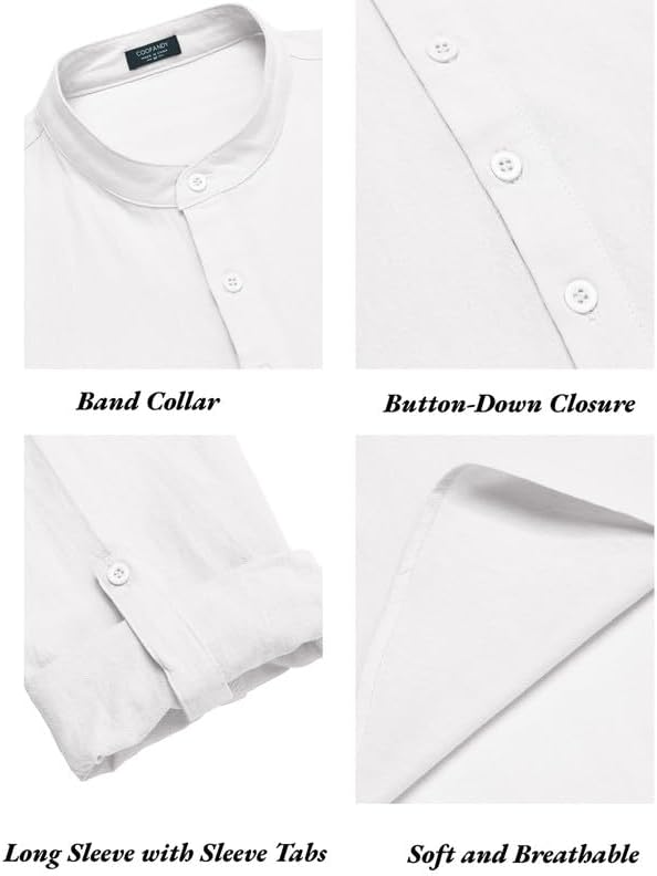COOFANDY Men’s 2 Piece Cotton Linen Set Casual Beach Outfits Long Sleeve - Image 5
