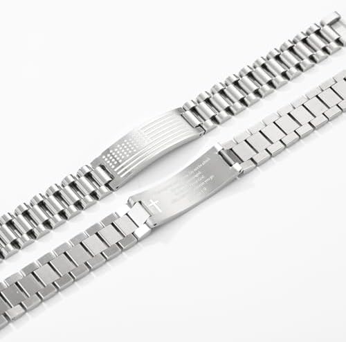 P. BLAKE American Flag Bible Verse Bracelet for Men, Stainless Steel Engraved Scripture Bracelet Christian Religious Christmas Birthday Jewelry Gifts - Image 2