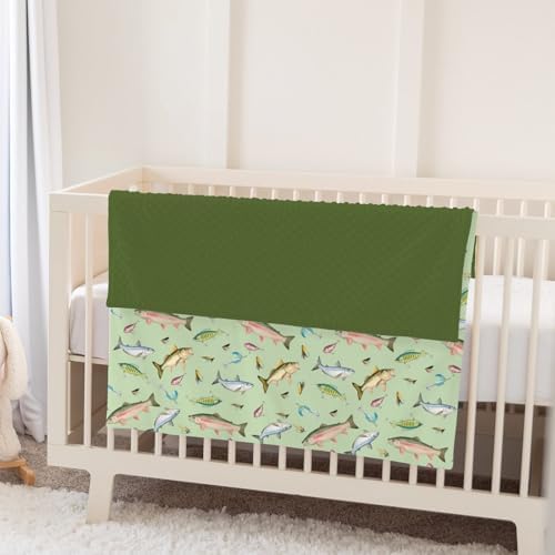 Fishing Baby Blankets for Girl Boy Freshwater Fishes Lures Soft Mink with Dotted Backing Double Layer Swaddle Receiving Blanket for Toddler Lake Outdoors Fishing Lovers Gift Nursery Bed Blanket 30x40 - Image 5