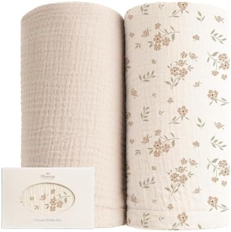 Konssy Muslin Swaddle Blankets, 100% Cotton Receiving Blankets, 47"x 47" by Konssy