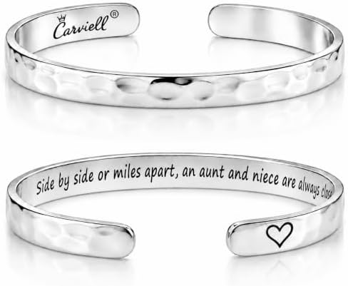 Carviell Bracelets for Women – 100+ Meaningful Engraved Messages – Solid 316L Surgical Stainless Steel Cuff Bracelet – Gift Ready by Carviell