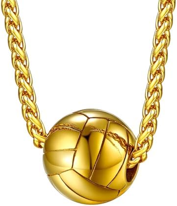 FaithHeart Sports Necklace for Men Women, Stainless Steel Gold Plated 3D Football/Soccer/Basketball/Volleyball Pendant Jewelry with Delicate Gift Packaging by FaithHeart