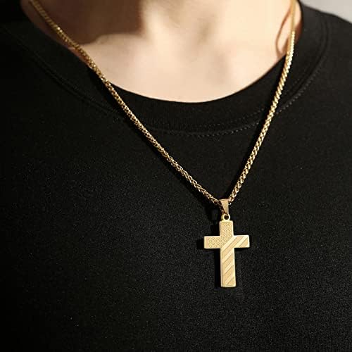 DuoDiner 18+2" Cross Necklace for Men Boys Christian Confirmation Gifts - Image 2