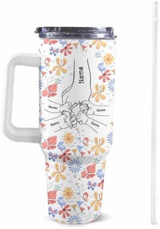 Personalized Mothers Day Birthday Gifts For Mom Grandma, Personalized 40 Oz Tumbler With Handle And Straw, Custom Mom Coffee Tumbler with Kids Names, Mom Gifts From Daughter Son, Grandma Gifts - Image 3