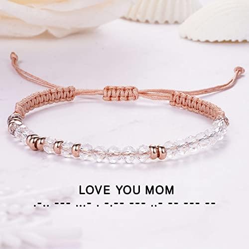 Morse Code Bracelets for Women Mothers Day Gifts 2026 Graduation Gifts Mom Birthday Gift Pink Braided Bracelets Teen Trendy Stuff Inspirational Best Friend Birthday Gifts for Daughter Girlfriend Christmas Stocking Stuffers Jewelry - Image 5