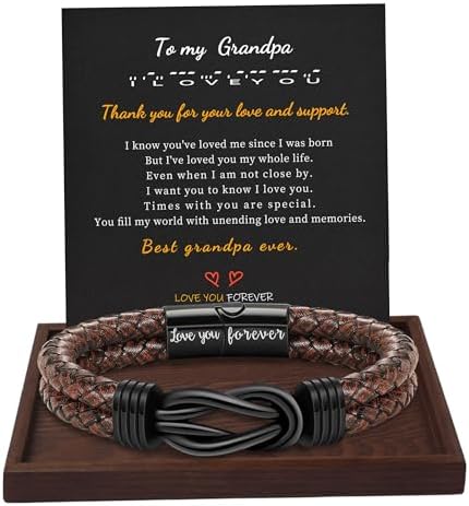 Btysun Gifts for Men, Gifts for Boyfriend Leather Bracelets for Men Stocking Stuffers for Him 2026 I Love You Gift Infinity Cuff Bracelets Birthday Christmas Jewelry for Son Grandson Dad Husband by BTYSUN
