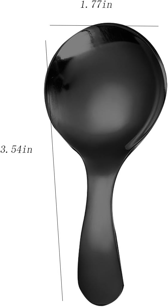 6 Pcs Stainless Steel Mini Spoon Short Handle Small Round Suitable For Dessert, Tea, Coffee, Cake, Sugar, Ice Cream Coffee Tea Spoon. (Black A)