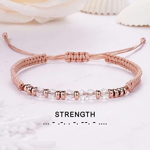 Morse Code Bracelets for Women Mothers Day Gifts 2026 Graduation Gifts Mom Birthday Gift Pink Braided Bracelets Teen Trendy Stuff Inspirational Best Friend Birthday Gifts for Daughter Girlfriend Christmas Stocking Stuffers Jewelry - Image 5