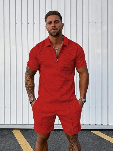 BIRW Men‘s Track Suits 2 Piece Summer Short Sets Outfits Fashion Polo Shirt Casual Short Sleeve and Shorts set - Image 2