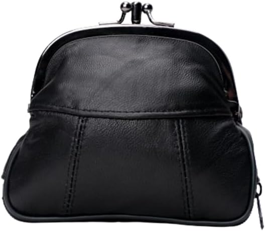 Leather Impressions Small Coin Purse for Women & Men - Genuine Leather Change Purse 5.24 x 4.41 x 1.61- Mini Twist Clap Black Coin Pouch for Credit Card & Keys, Best Gift for Men,Women & Kids
