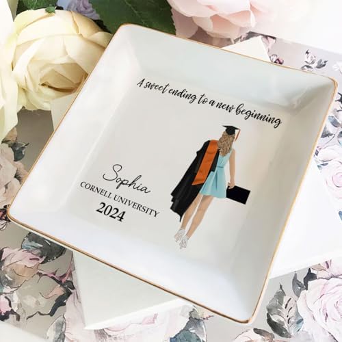 Wrappiness Graduation Personalized Jewelry Dish, A Sweet Ending To A New Beginning Ring Tray, Graduation Gifts for Her for Him, Inspirational Grad Gift, High School College Graduate Gifts (D01) - Image 3