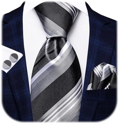 Hi-Tie Lot 5 Pcs Gift Box Mens Tie Set Necktie with Pocket Square Cufflinks Silk Neck Tie Collection - Image 2