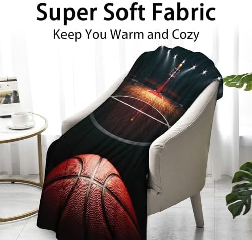 Mercuryelf Basketball Throw Blanket - Soft, Fuzzy & Warm - 40x50 Inches Flannel Blankets for Travel, Office - Black Sports Throws Gift for Boys, Girls - Image 2