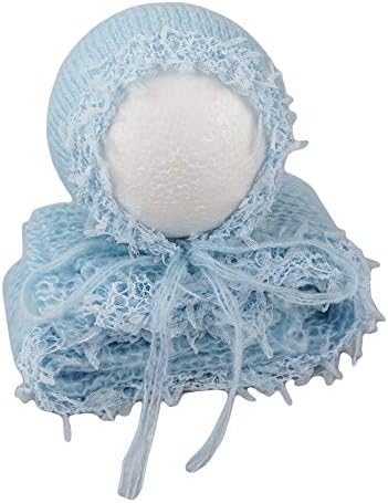 Baby Photography Props Luxurious Lace Hat with Blanket (Blue) - Image 2