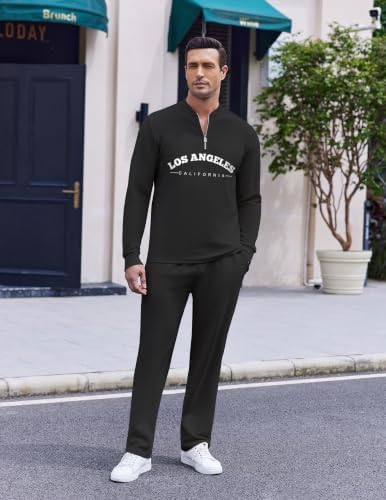 COOFANDY Men's 2 Piece Tracksuit Set Polo Athletic Sweatsuit Quarter Zip Jogging Long Sleeve Casual Sports Outfits - Image 3