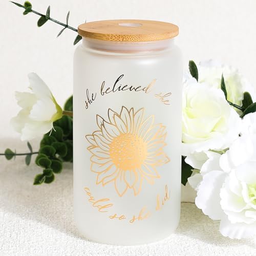 Graduation Gift for Her 2026,She Believed She Could So She Did,Congratulation College High School Graduation 16oz Glass Cup Candle Gift for Women - Image 6