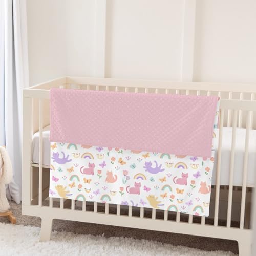 Colorful Cats Rainbow Flower Baby Blankets for Girl Boy Rainbow Cats Butterflies Soft Mink Dotted Backing Double Layer Swaddle Receiving Blanket Cats Lover Gift Bed Throw for Infant Toddler Crib 30x40 - Image 5