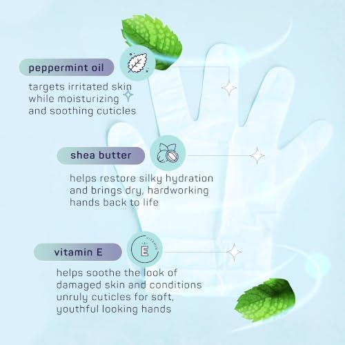 SpaLife Men's Cooling Mint Hand Moisturizing Gloves for Working Hands | Revitalizing & Hydrating Hand Mask for Softening Dry, Cracked Skin | One Size Fits Most | 6 Pairs - Image 3