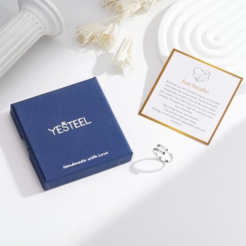 Yesteel S925 Sterling Silver Hug Ring for Women Teen Girls, Adjustable Ring Jewelry Mothers Day Birthday Gifts for Daughters Mom Sister Wife Friends Grandma - Image 5
