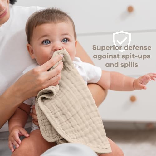 Comfy Cubs Muslin Burp Cloths 20x10" 6 Pack, Baby Burp Cloths - Sand - Image 4