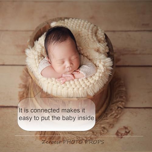 Zeroest Newborn Baby Photography Props Basket Filler Blanket (Beige) - Image 3