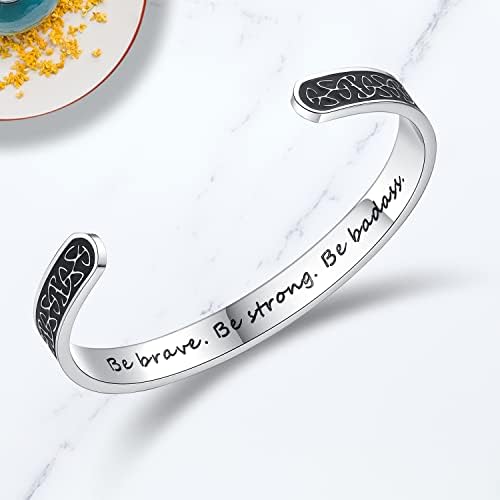 TONY & SANDY Inspirational Bracelets for Women Teen Girls Personalized Gifts for Daughter Granddaughter Mom Sister Friends Stainless Steel Engraved Cuff Birthday Easter Christmas - Image 3