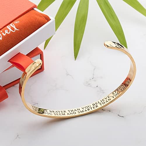 Carviell Bracelets for Women – 100+ Meaningful Engraved Messages – Solid 316L Surgical Stainless Steel Cuff Bracelet – Gift Ready - Image 3