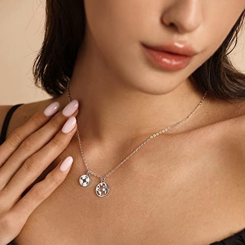 Zealmer Dainty 18K Gold Plated Compass World Map Pendant Necklace Graduation Gift for Friends - Image 3