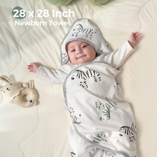 Momcozy Baby Towels, Soft Absorbent Bath Towel for Newborn&Toddler,Zebra - Image 6