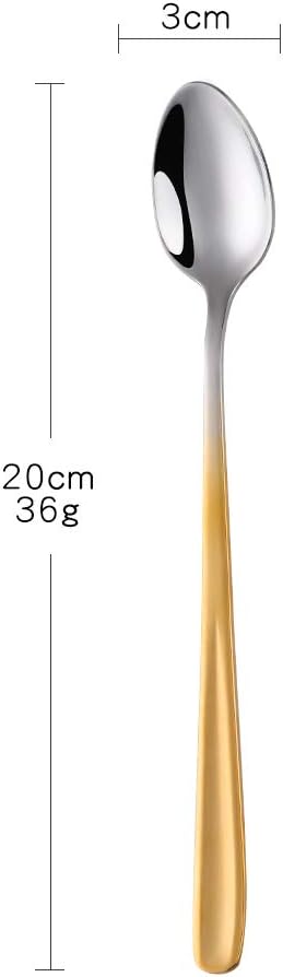 Buyer Star Long Handle Iced Tea Spoons, 8 inch 18/10 Heavy Duty Coffee Spoon Sets for Mixing, Cocktail Stirring, Tea, Coffee, Milkshake, Cold Drink (Gradient Gold)
