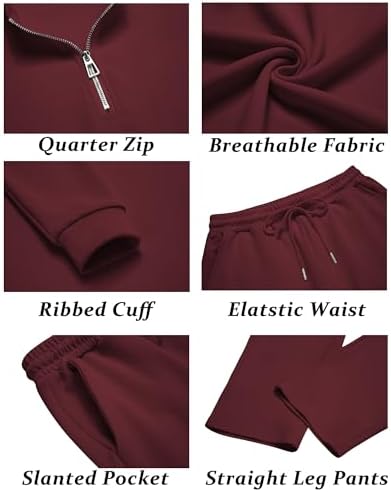 COOFANDY Men's 2 Piece Tracksuit Set Polo Athletic Sweatsuit Quarter Zip Jogging Long Sleeve Casual Sports Outfits - Image 5