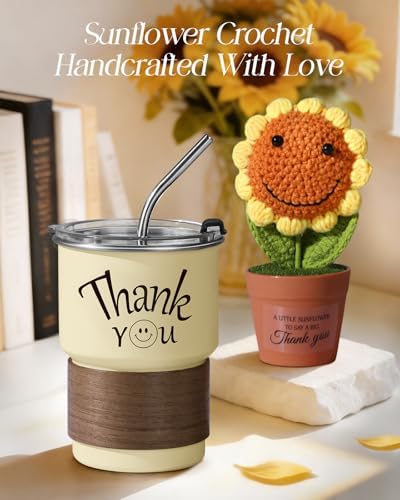 7pcs Thank You Gift Basket for Women, Crochet Sunflower - Image 3