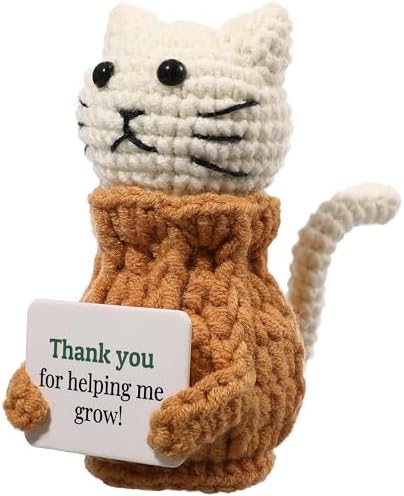 Positive Crochet Animals Cat “Thank You for Helping Me Grow!” Teacher Appreciation Birthday Gifts for Women Daughter Sister Friend Coworkers Mentor/Tutor/Coach Cat Lovers by YOOJEE