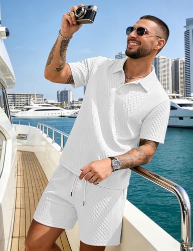 Men's 2 Pieces Outfits Casual Polo Shirt and Shorts Set Collar Athletic Jogging Summer Tracksuit - Image 5