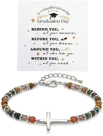 LINGYUAN Graduation Bracelet for Her 2026, Beaded Jewelry Gift with Inspirational Message Card, Adjustable Keepsake for High School or College Graduate by LINGYUAN%E9%9D%88%E6%84%BF