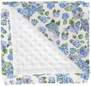 Blue Hydrangea Floral Baby Blankets for Girl Boy Spring Summer Wildflowers Soft Mink Dotted Backing Double Layer Swaddle Blanket Floral Blooms Spring Bed Throw for Newborn Infant Toddler Nursery 30x40 by GrowhappyGrowhealthy