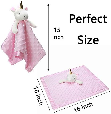 Pro Goleem Unicorn Loveys for Babies Soft Plush Pink Security Blanket for Girls Snuggle Toy Stuffed Animal Lovies for Babies Baby Girl Gifts for Newborn, Infant and Toddler, 16 Inch - Image 5