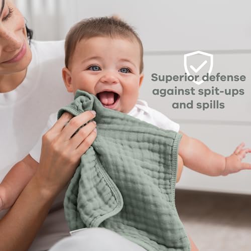 Comfy Cubs Muslin Burp Cloths 20x10" 10 Pack, Baby Burp Cloths - Fern - Image 4