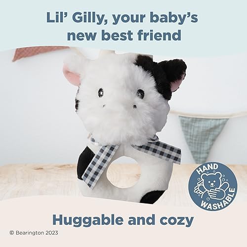 Bearington Collection Lil' Gilly 5.5 in Cow Baby Rattle - Baby Wrist Rattles - Plush Rattles Gift for Newborn - Image 5