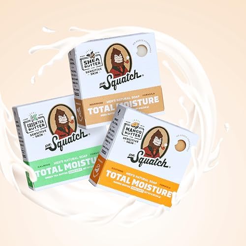 Dr. Squatch NEW Total Moisture Men's Bar Soap - 3-Pack Mango Butter - No Added Fragrance - Soothing Next-Level Nourishment - Formulated for Sensitive Skin - Non-Exfoliating - Image 5