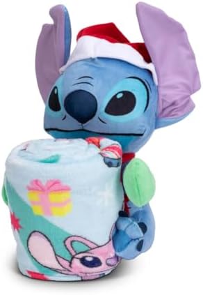 Northwest Character Hugger Pillow & Silk Touch Throw Blanket Set, 40" x 50", Lilo & Stitch Holiday Jammies - Image 3