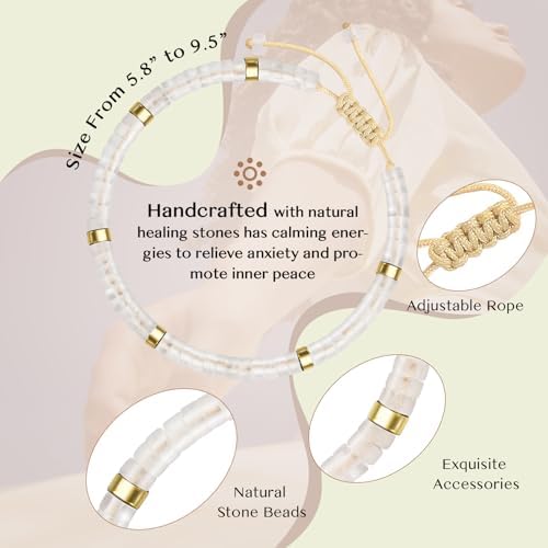 Inspirational Christmas Bracelet Gifts for Women: Healing Natural Stone Bracelet - Thinking of You Get Well Soon Birthday Gifts for Friend Sister Bestie BFF - Image 3
