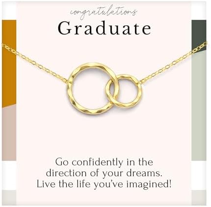 HOPE LOVE SHINE Graduation Jewelry for Her, 2 Interlocking Rings Necklace with Message Card, Gift Card and Jewelry Box by HopeLoveShine