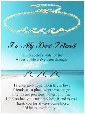 Wave Bracelet Gifts for Women, Silver Gold Waves of Life Bracelet Christmas Birthday Gift for Friend Daughter Mom Granddaughter Niece Bestie BFF Sister by Unknown